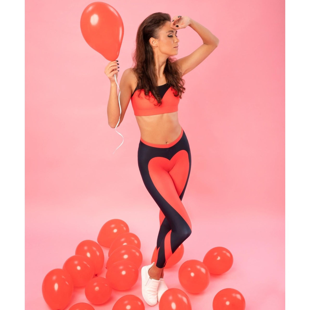 Black & Red Heart Shaped Leggings