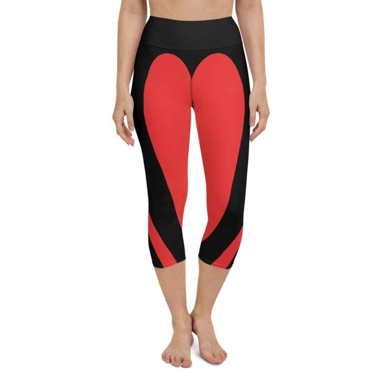 Black & Red Heart Shaped Yoga Capris