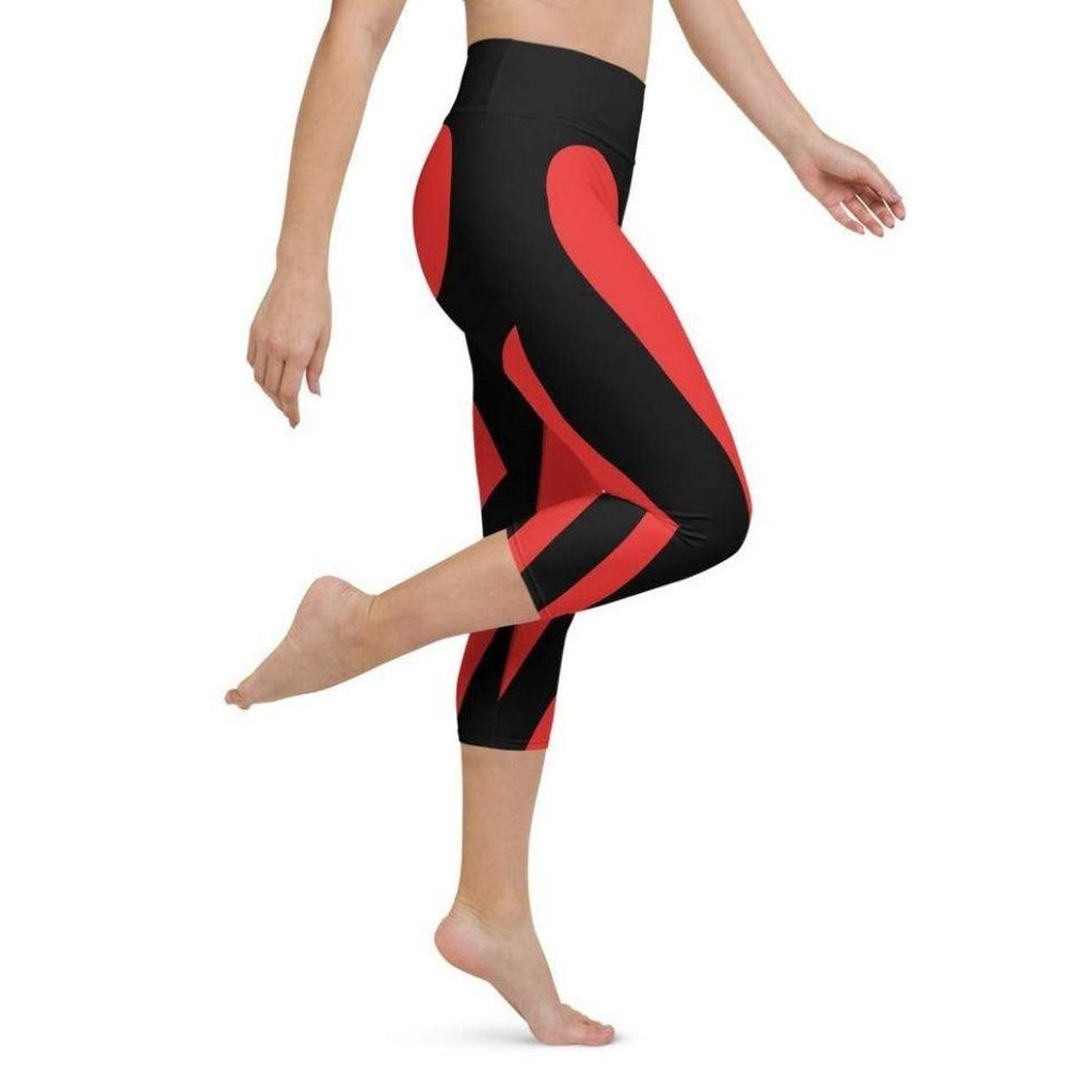 Black & Red Heart Shaped Yoga Capris