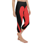Black & Red Heart Shaped Yoga Capris