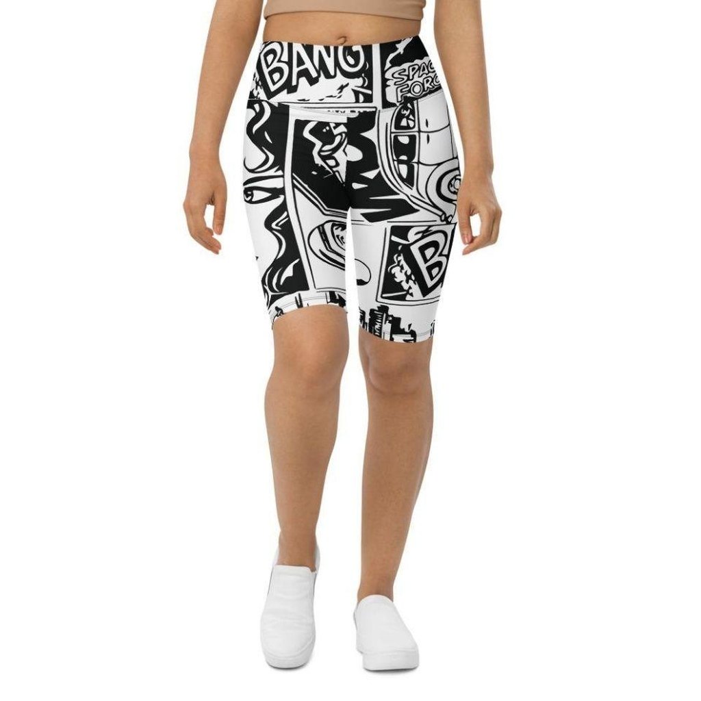 Black & White Comic Book Biker Shorts