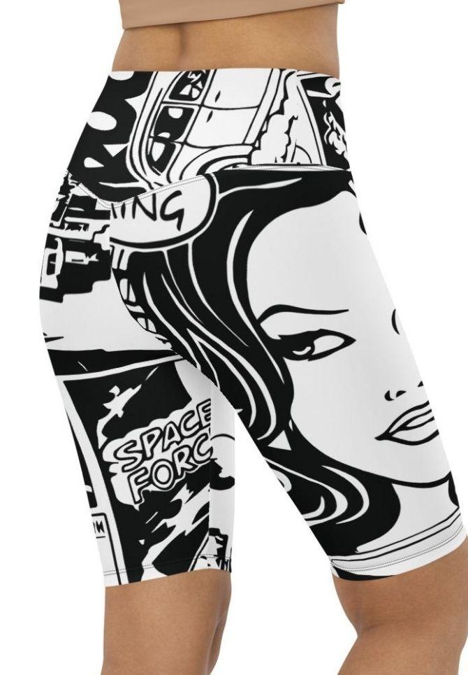 Black & White Comic Book Biker Shorts