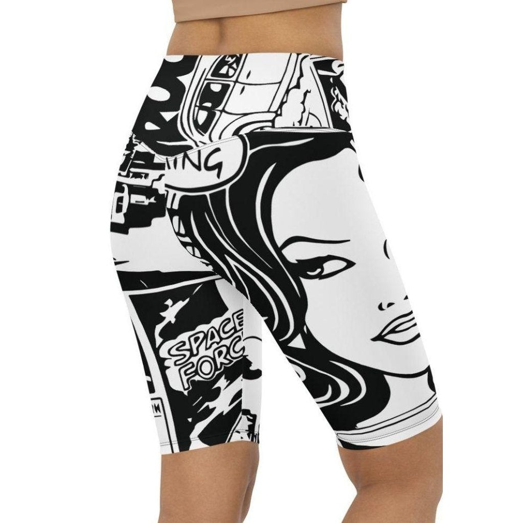 Black & White Comic Book Biker Shorts