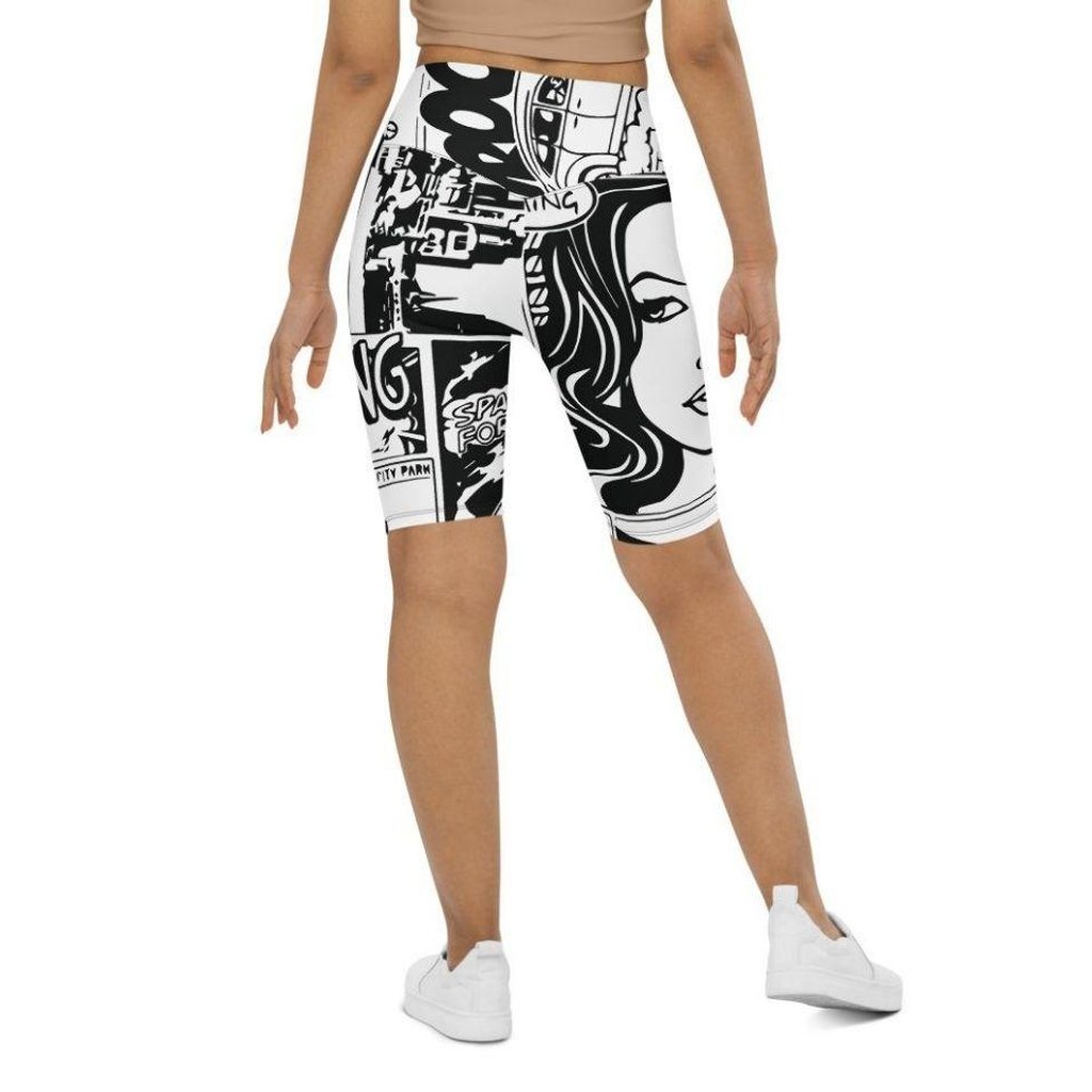 Black & White Comic Book Biker Shorts