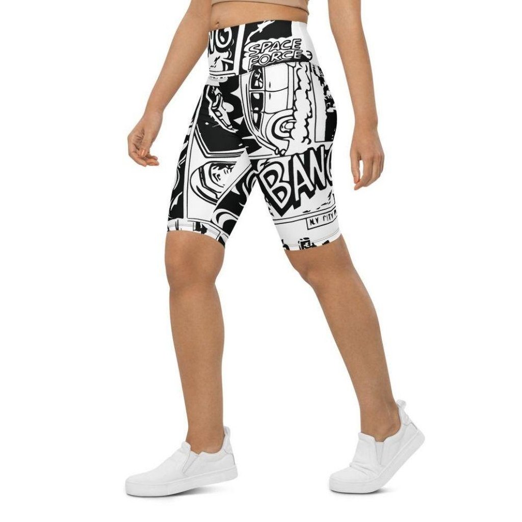 Black & White Comic Book Biker Shorts