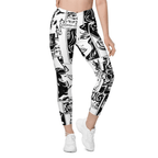 Black & White Comic Book Crossover Leggings With Pockets
