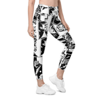 Black & White Comic Book Leggings With Pockets