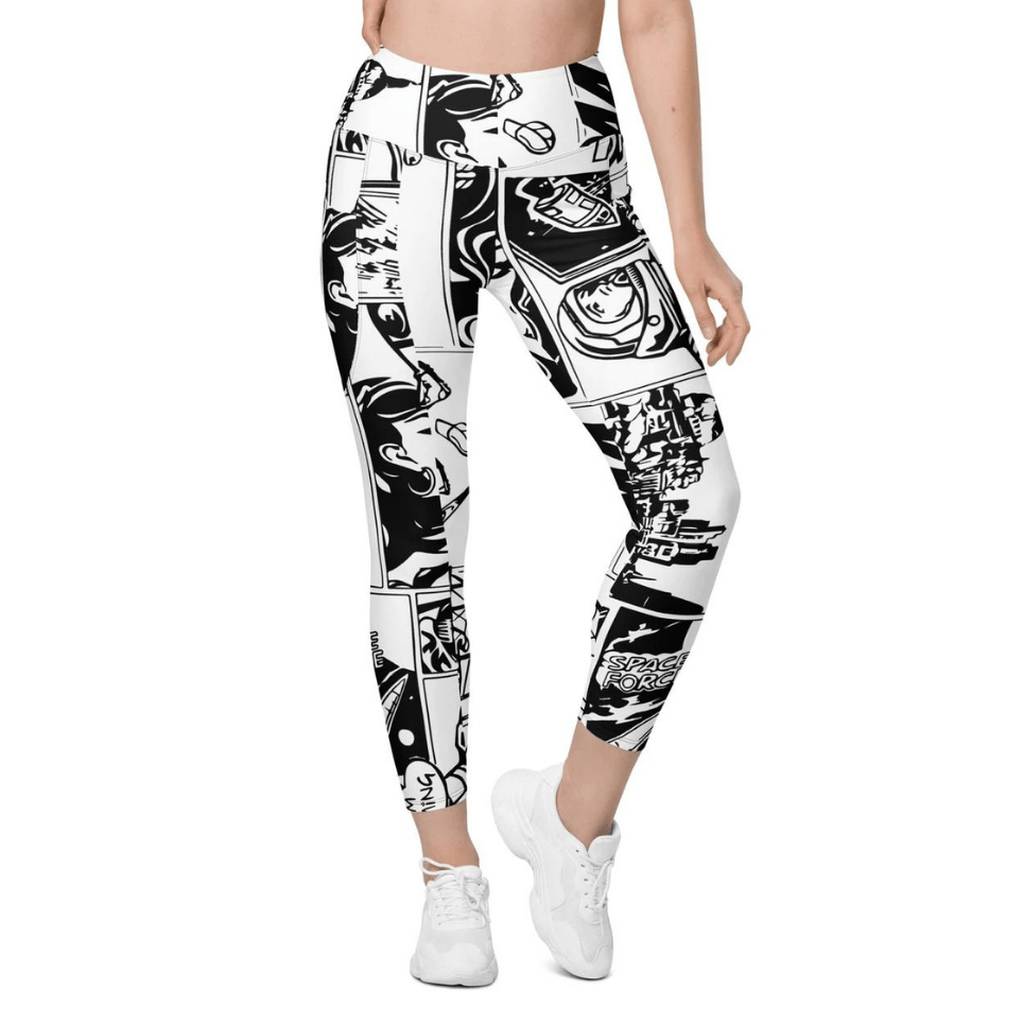 Black & White Comic Book Leggings With Pockets