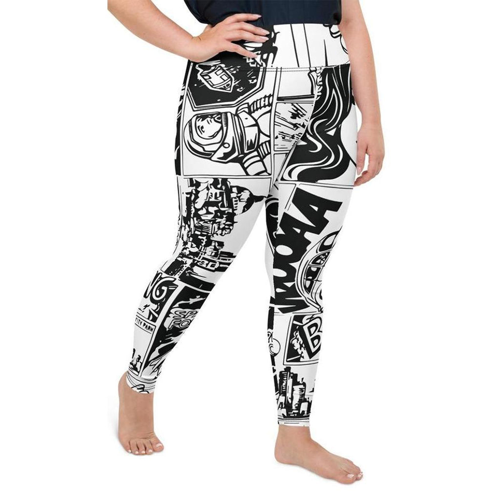 Black & White Comic Book Plus Size Leggings