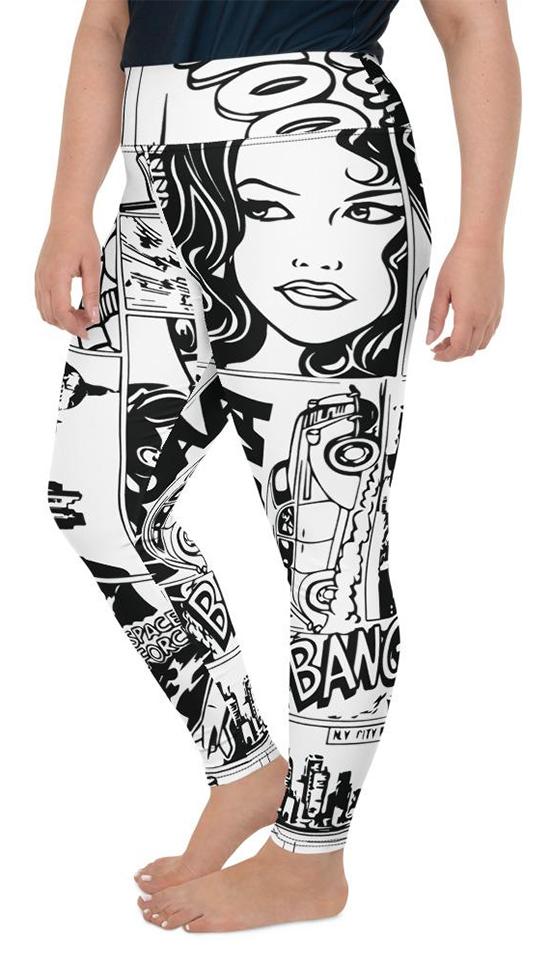 Black & White Comic Book Plus Size Leggings