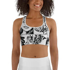 Black & White Comic Book Sports Bra