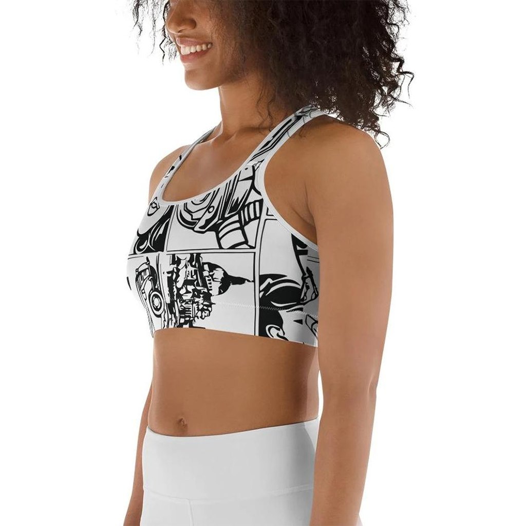 Black & White Comic Book Sports Bra