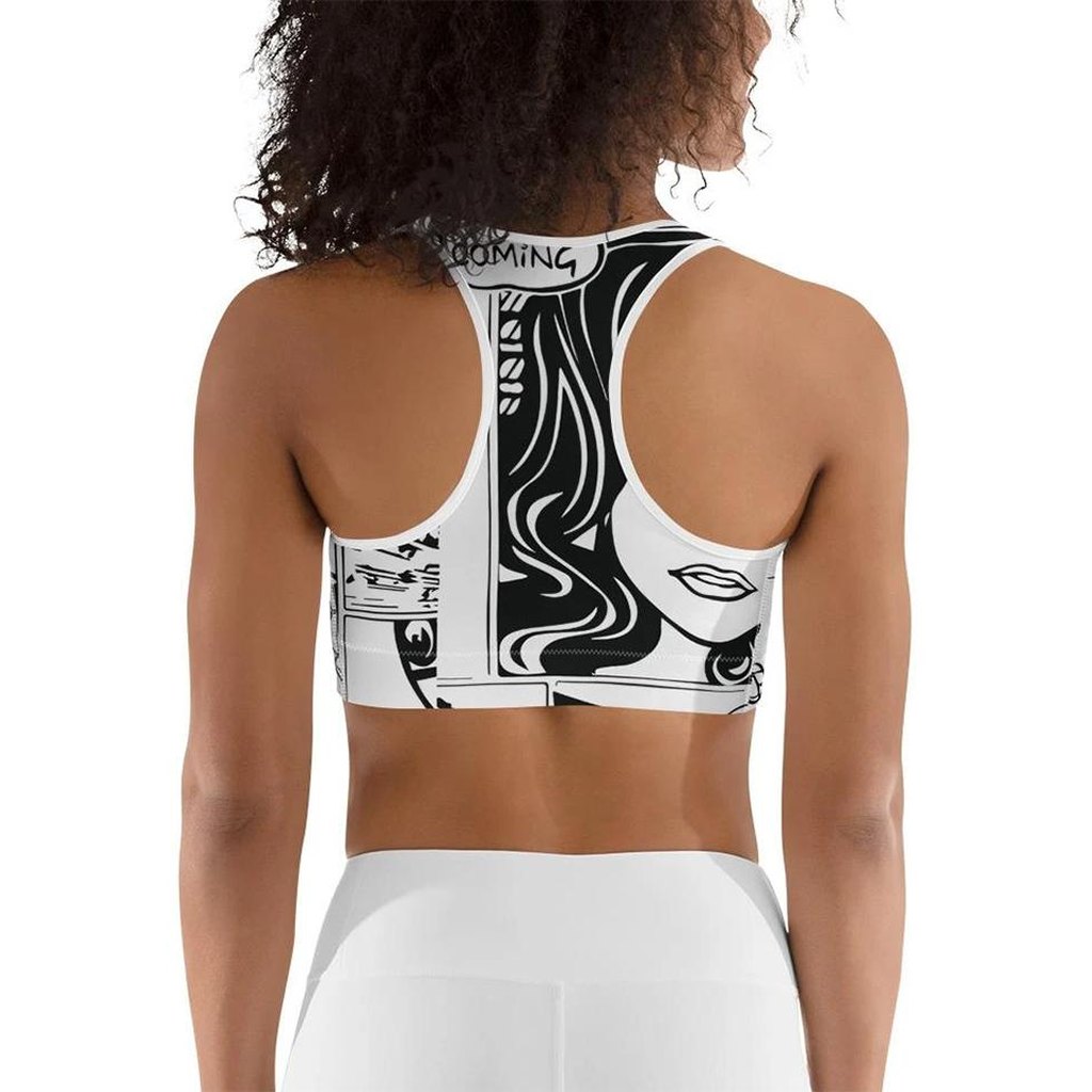 Black & White Comic Book Sports Bra