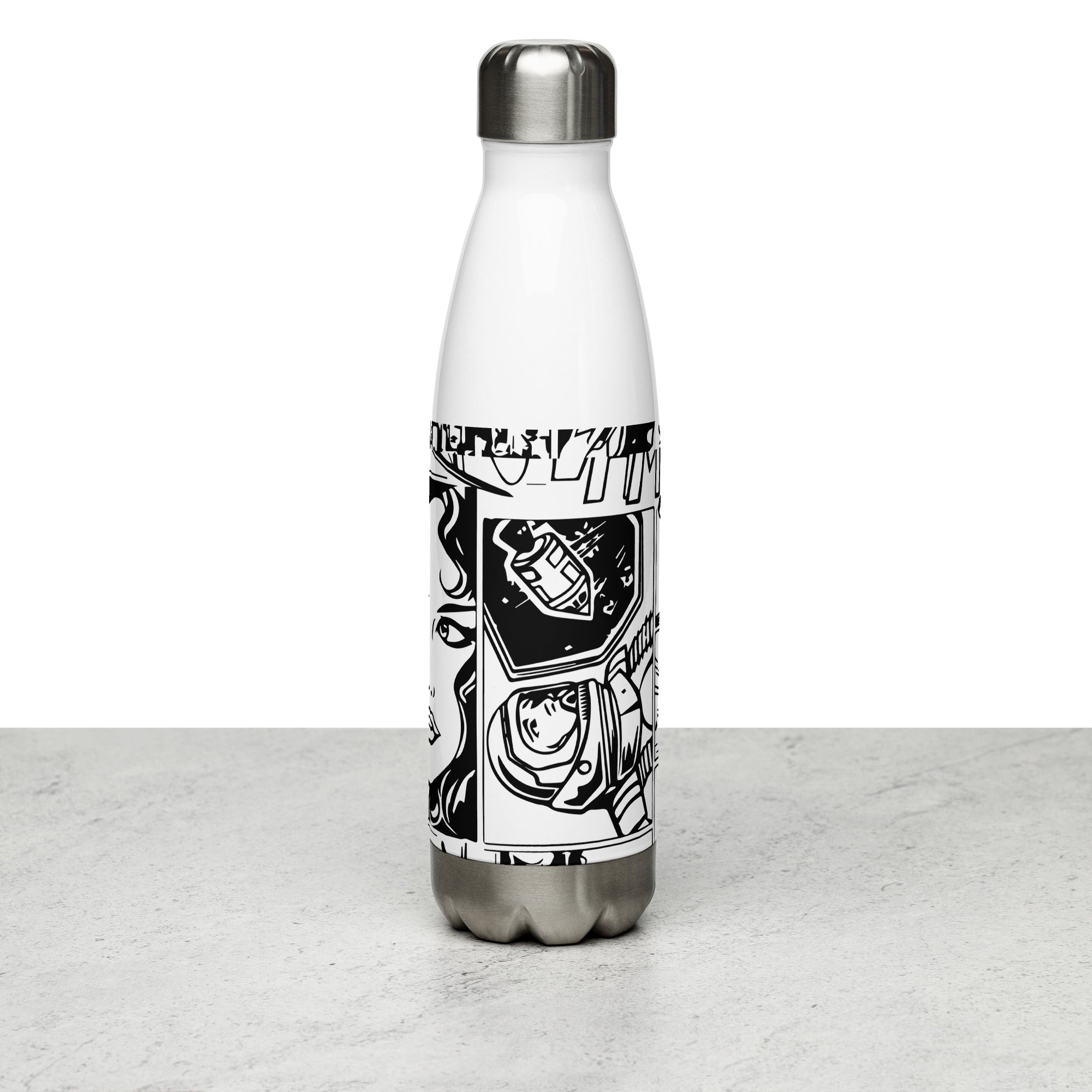 Black & White Comic Book Water Bottle