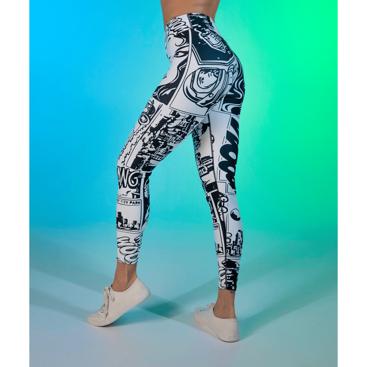 Black  & White Comic Book Yoga Leggings