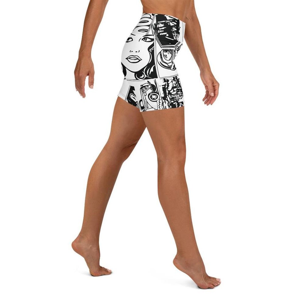 Black & White Comic Book Yoga Shorts