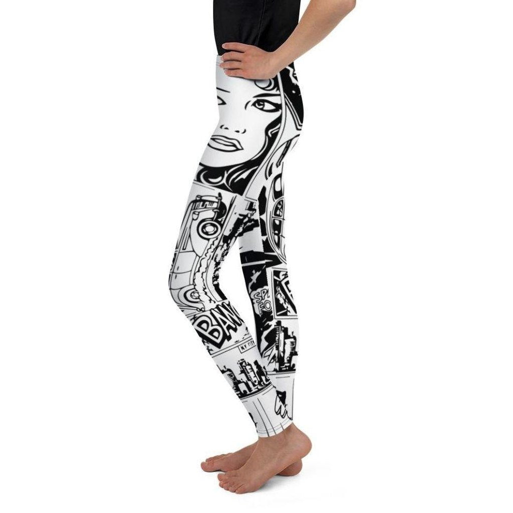 Black & White Comic Book Youth Leggings