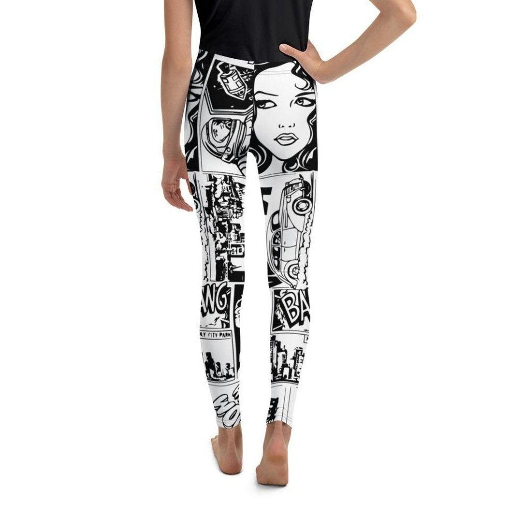 Black & White Comic Book Youth Leggings