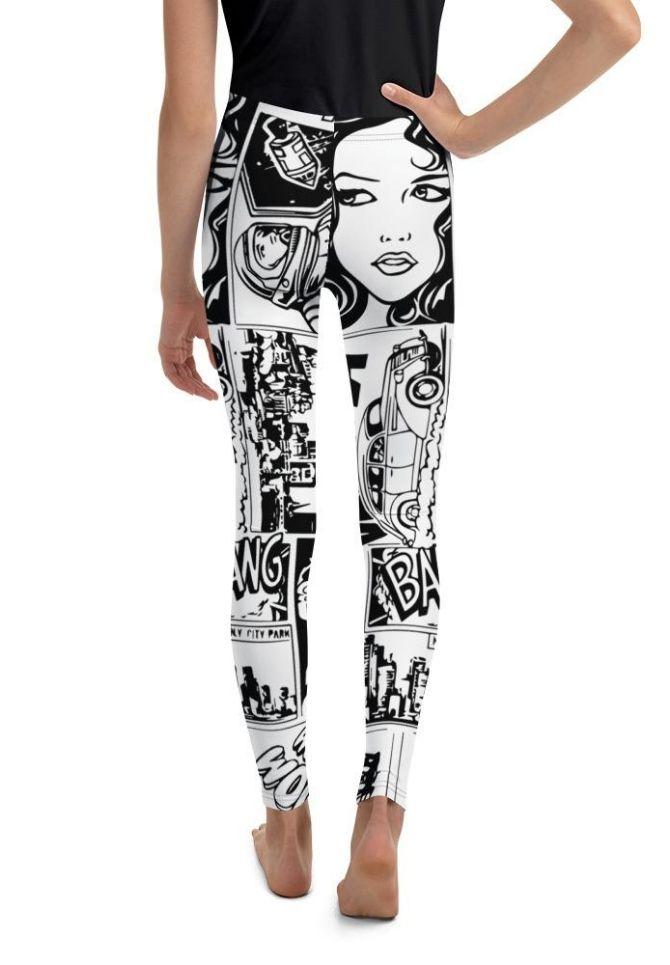 Black & White Comic Book Youth Leggings