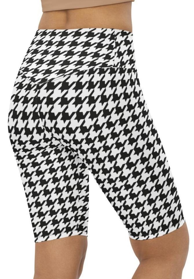 Black & White Houndstooth Biker Shorts