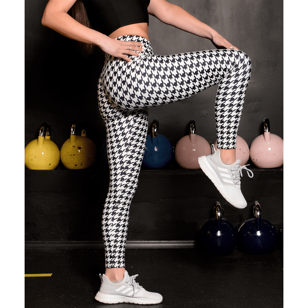 Black & White Houndstooth Print Leggings