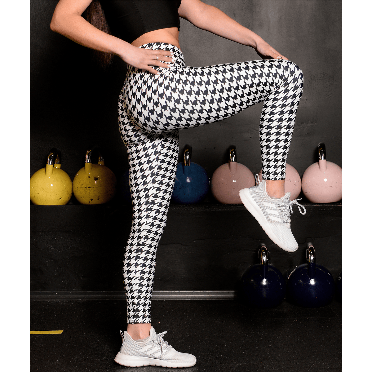 Black & White Houndstooth Print Leggings