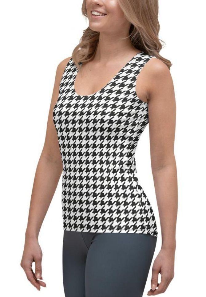 Black & White Houndstooth Tank Top