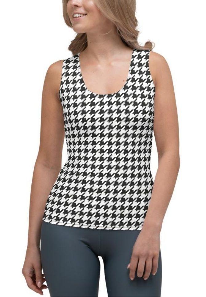 Black & White Houndstooth Tank Top