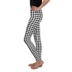 Black & White Houndstooth Print Youth Leggings