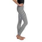Black & White Houndstooth Print Youth Leggings
