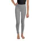 Black & White Houndstooth Print Youth Leggings