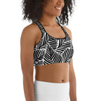 Black & White Leaves Sports Bra
