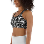 Black & White Leaves Sports Bra
