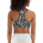 Black & White Leaves Sports Bra