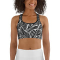 Black & White Leaves Sports Bra