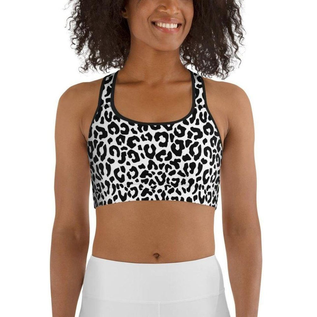 Black & White Leopard Sports Bra