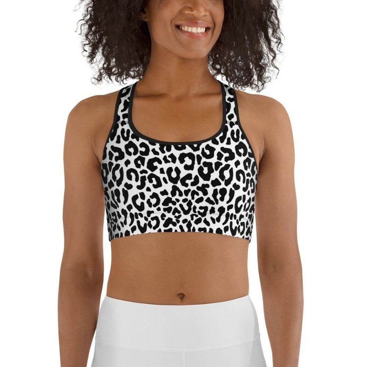 Black & White Leopard Sports Bra