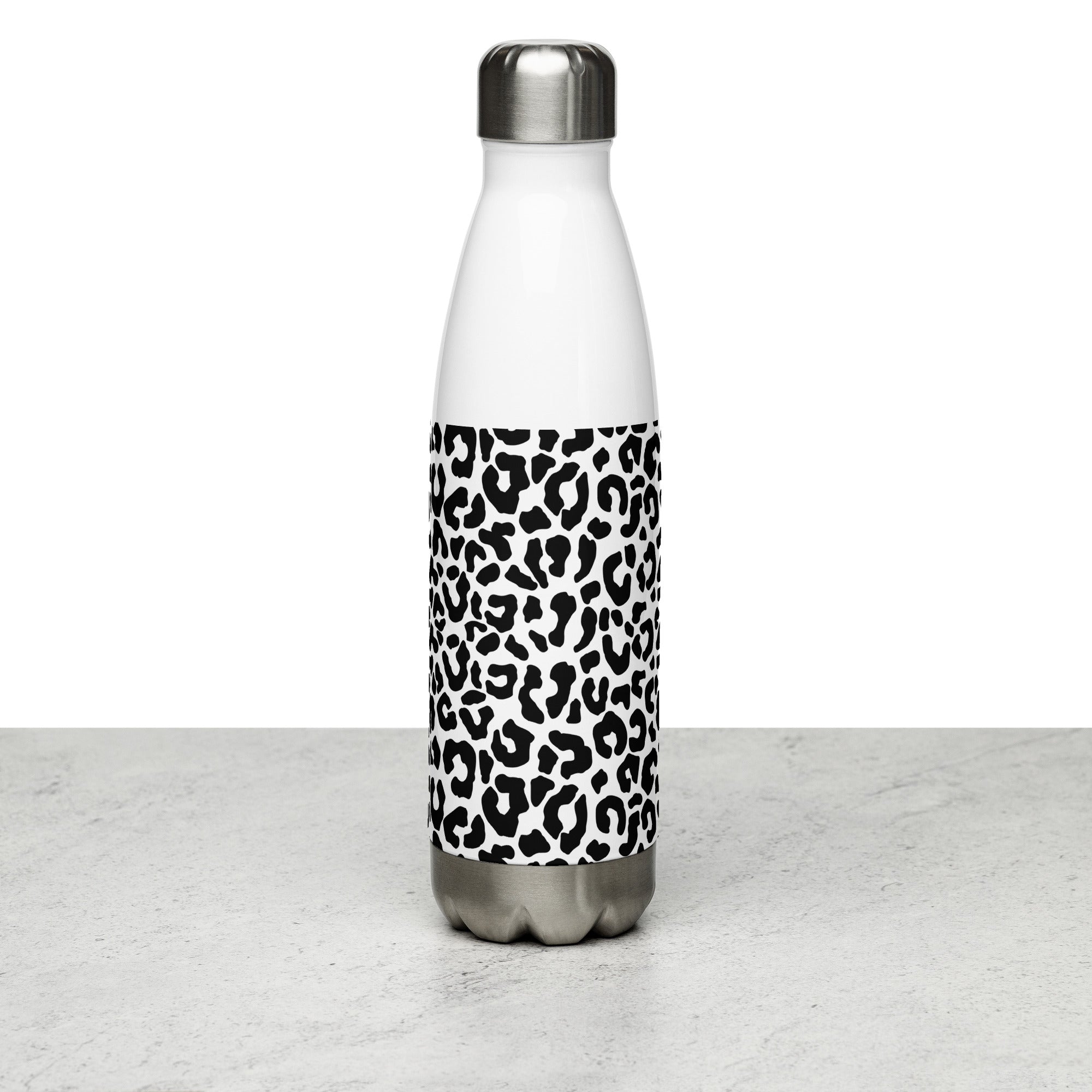 Black & White Leopard Water Bottle