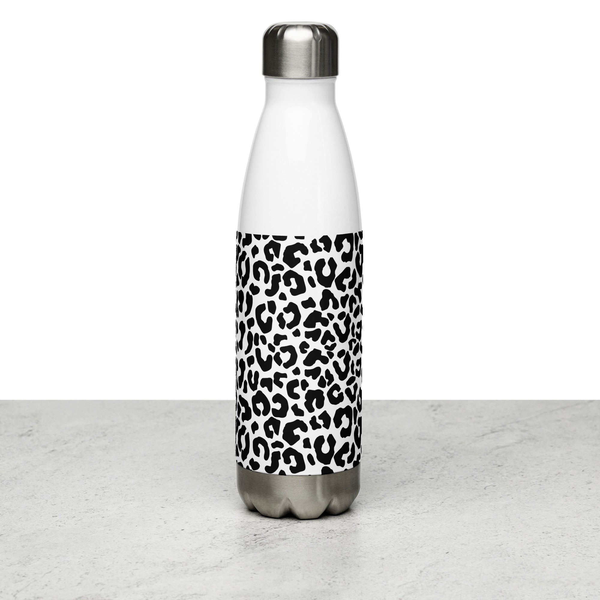 Black & White Leopard Water Bottle