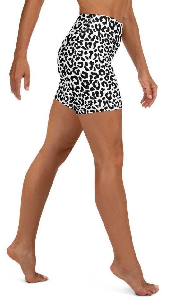 Black & White Leopard Yoga Shorts