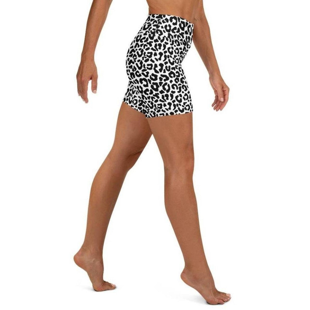 Black & White Leopard Yoga Shorts
