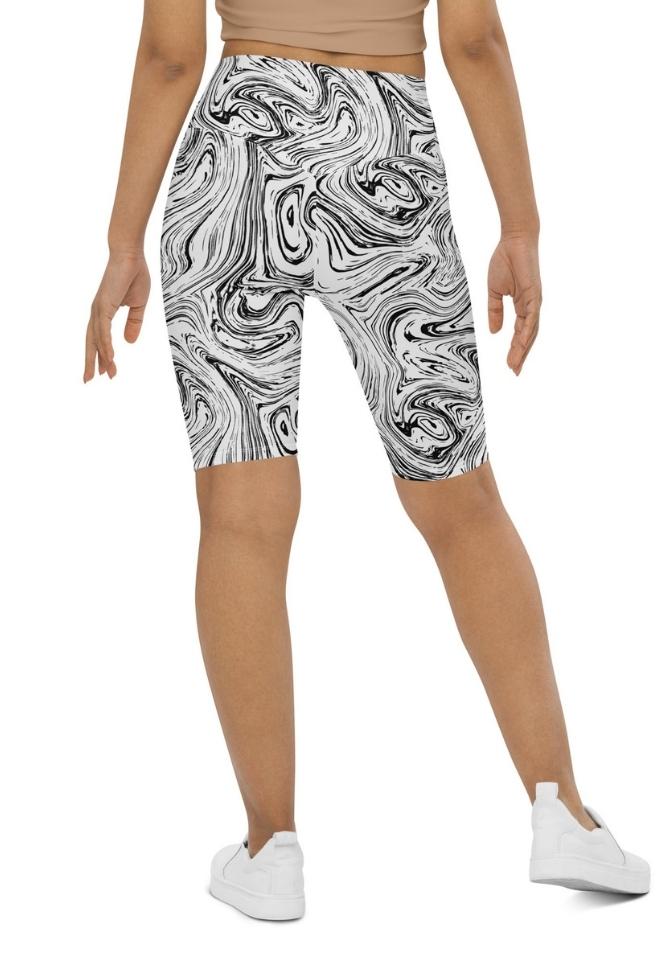 Black & White Marble Biker Shorts