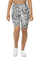 Black & White Marble Biker Shorts