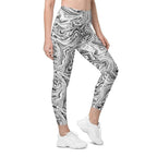 Black & White Marble Leggings With Pockets