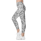Black & White Marble Leggings With Pockets