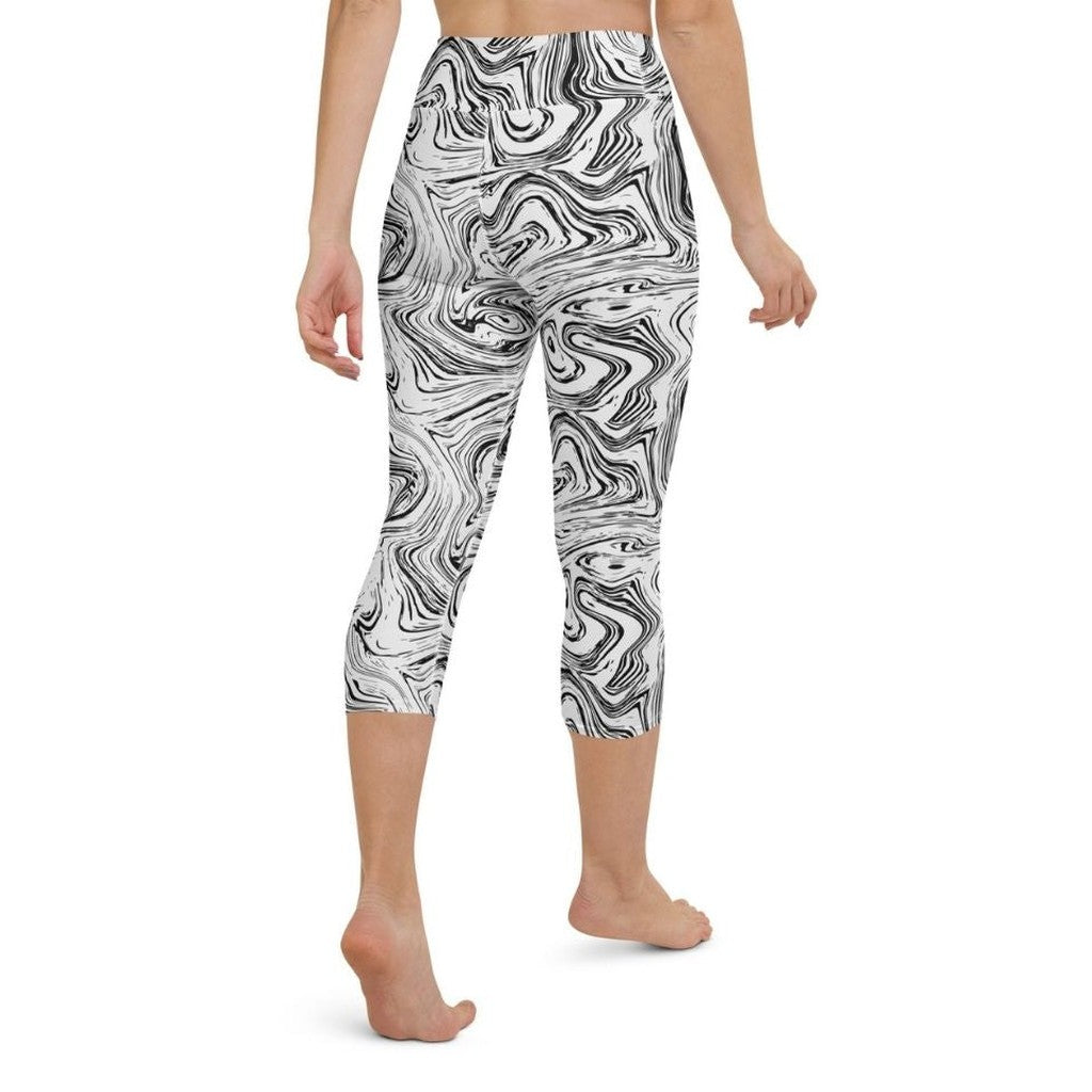Black & White Marble Yoga Capris