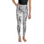 Black & White Marble Youth Leggings