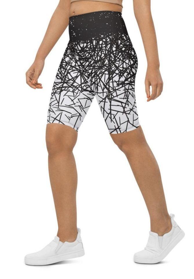 Black & White Ombre Biker Shorts
