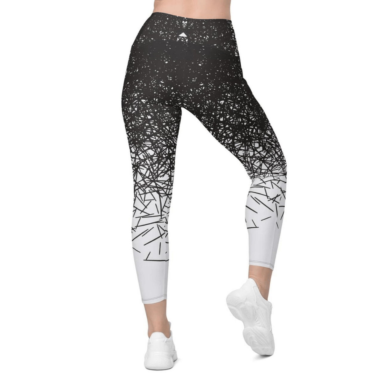 Black & White Ombre Crossover Leggings With Pockets