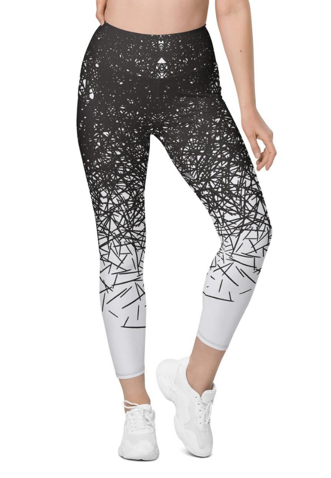 Black & White Ombre Leggings With Pockets